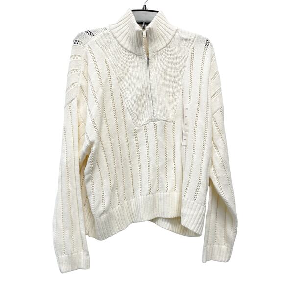 A New Day Women's Mock Turtle Neck Quarter Zip Pullover Sweater Cream Size Small - Picture 2 of 6